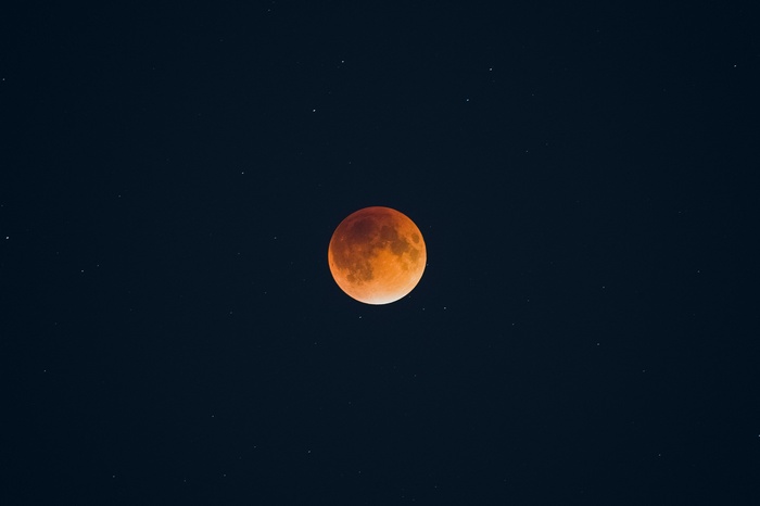 Blood Moon in a Starry Night Sky