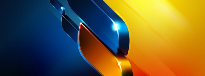 Abstract Blue and Yellow 3D Shapes