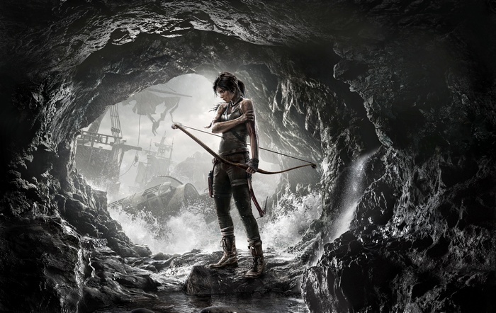 Lara Croft from Rise of the Tomb Raider in a cave