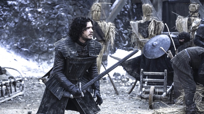 Jon Snow from Game of Thrones holding a sword