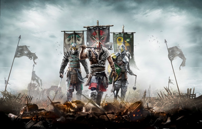 For Honor video game characters on battlefield