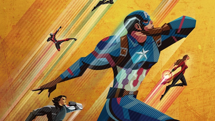 Captain America and Avengers from Civil War Poster