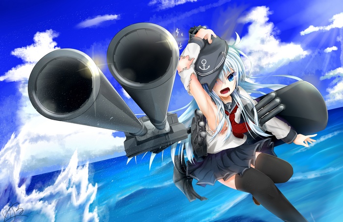 Hibiki from Kantai Collection firing cannons