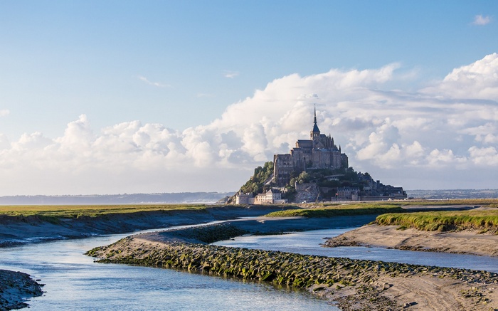 Mont Saint-Michel abbey on a tidal island