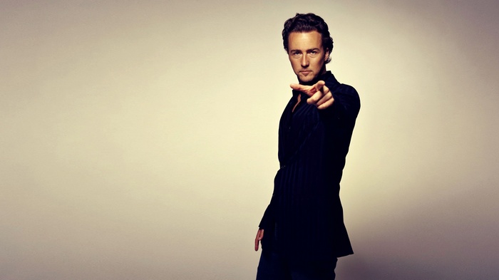 Edward Norton pointing forward