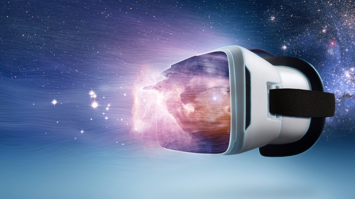 Virtual Reality Headset Showing Galaxy Nebula