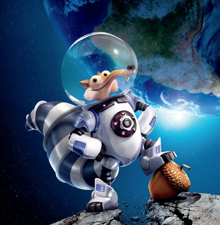 Scrat from Ice Age in a Spacesuit with an Acorn