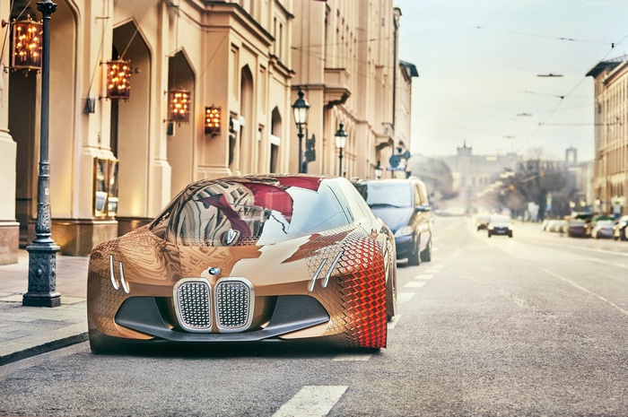 BMW Vision Next 100 concept car on a city street