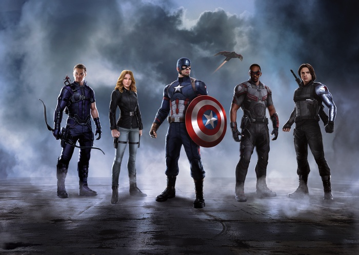 Captain America and his team from Marvel Comics