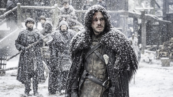 Jon Snow and men in snow from Game of Thrones