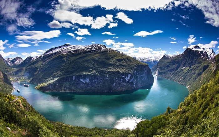 Geirangerfjord, Norway with cruise ships