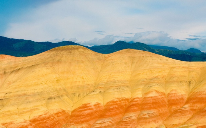 Painted Hills landscape with layered colorful soil