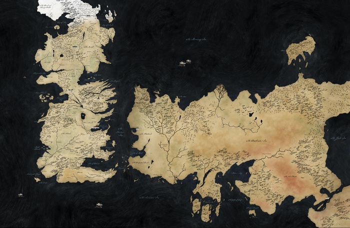 Map of Westeros and Essos from Game of Thrones
