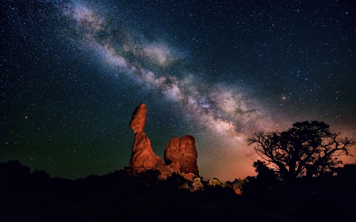 Balanced Rock under the Milky Way at Night