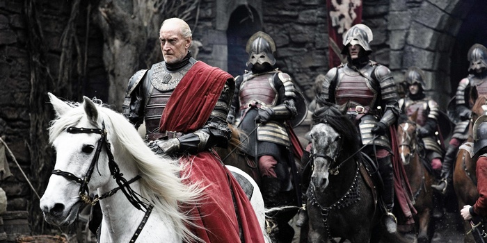 Tywin Lannister and Lannister soldiers on horseback