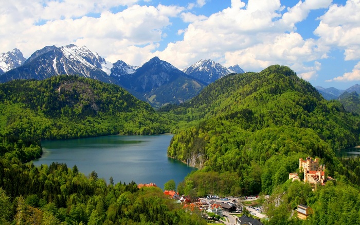 Hohenschwangau Castle and Alpsee Lake in Bavaria