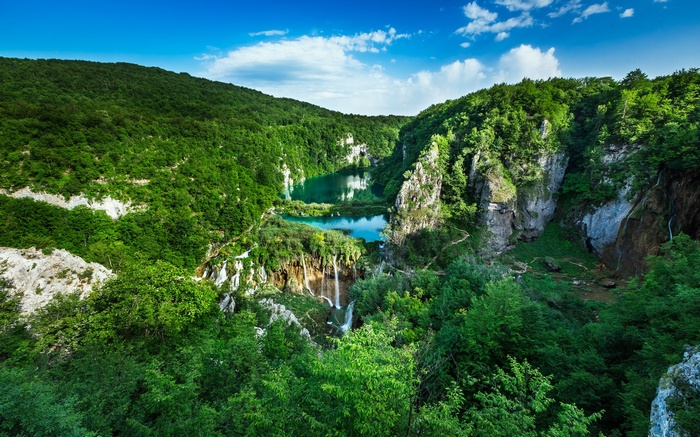 Plitvice Lakes National Park with waterfalls and turquoise lakes