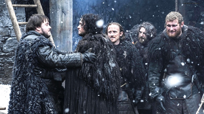 Jon Snow and companions in Game of Thrones