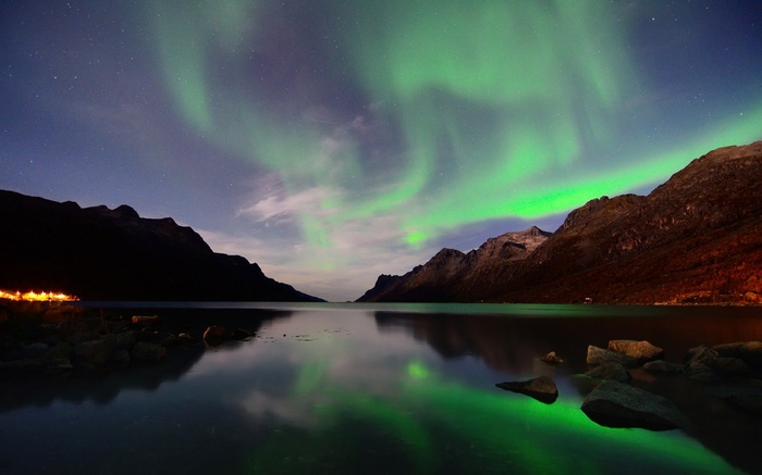 Aurora Borealis over a Fjord