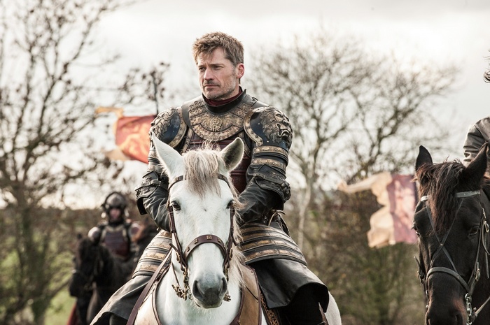 Jaime Lannister from Game of Thrones on horseback