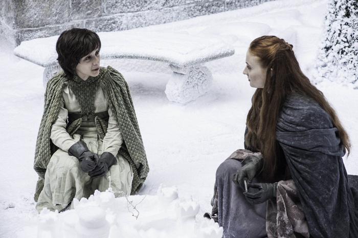 Sansa Stark and Arya Stark from Game of Thrones in the snow