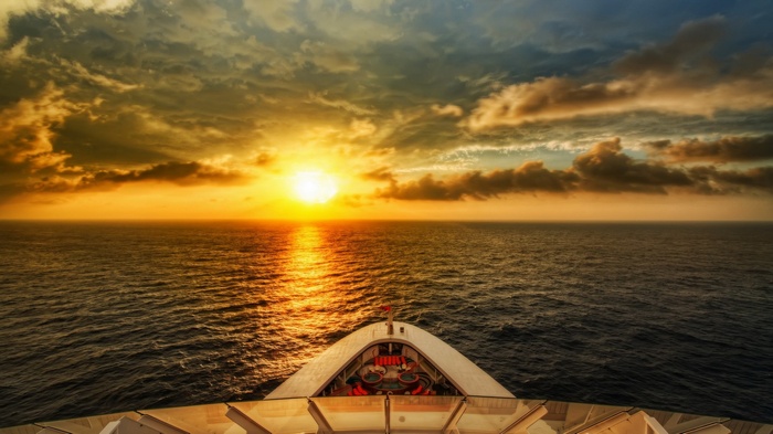Sunset over the ocean from a cruise ship