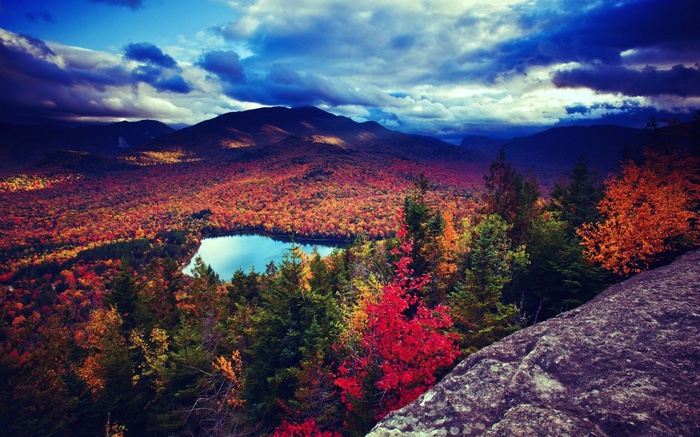 Autumn Mountain Landscape with Lake