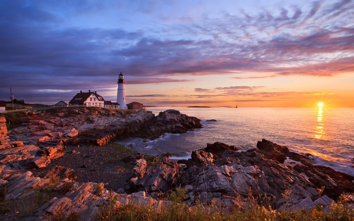 Portland Head Light Lighthouse at Sunrise