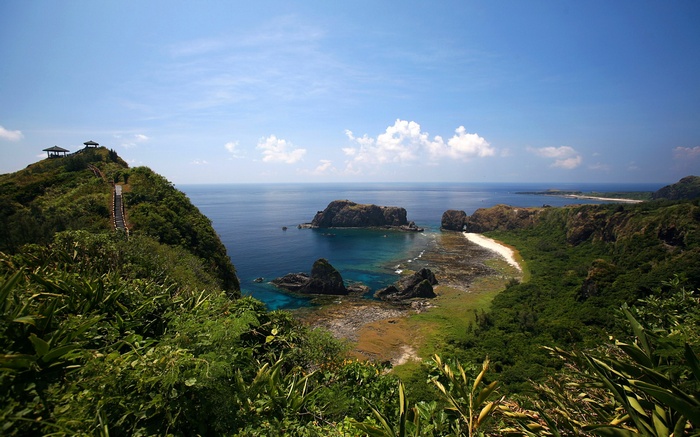 Coastal cliffs with ocean and rock formations