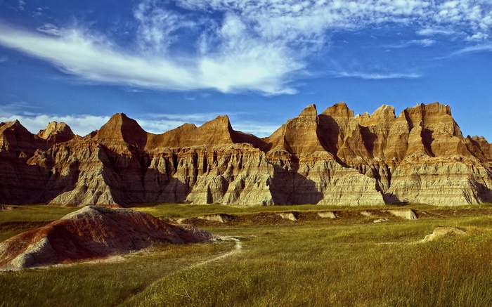Badlands National Park with a hiking trail