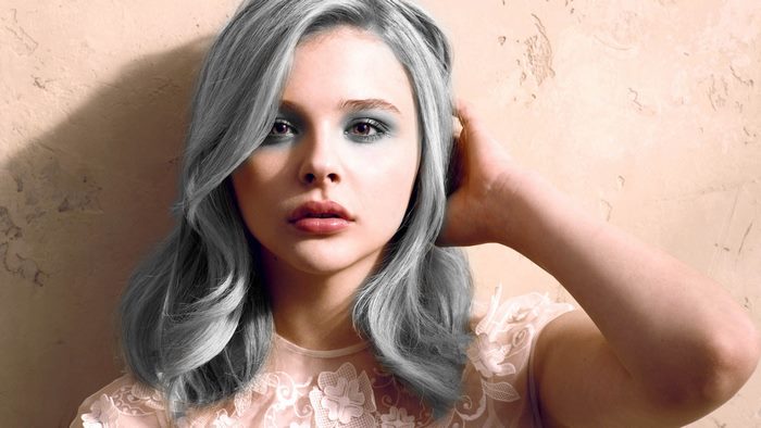 Chloe Grace Moretz with grey hair