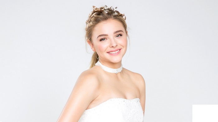 Chloe Grace Moretz in white dress