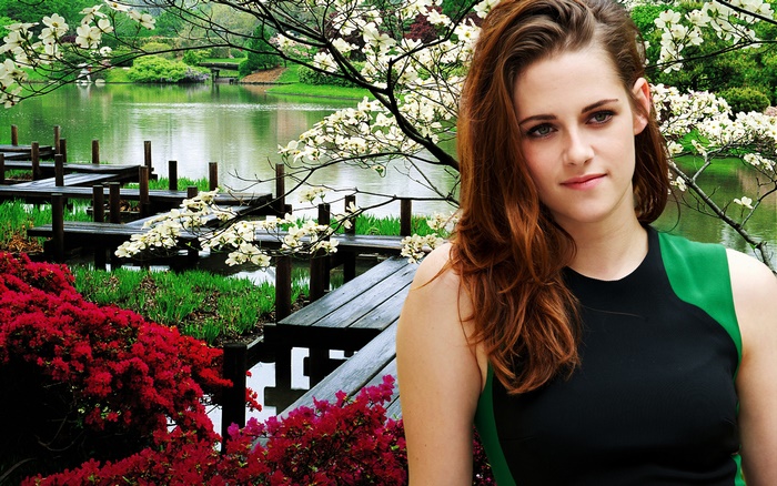 Kristen Stewart in a Japanese Garden