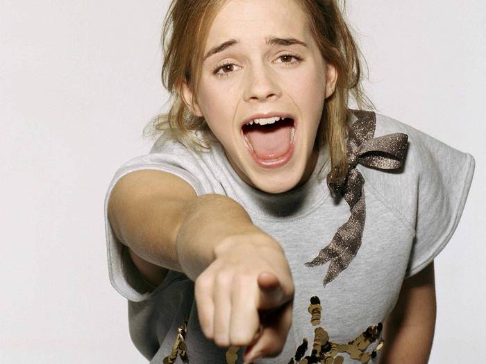 Emma Watson pointing forward