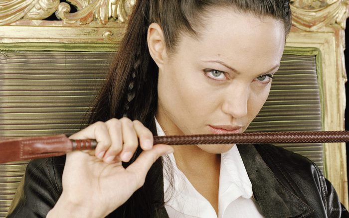 Angelina Jolie with a whip