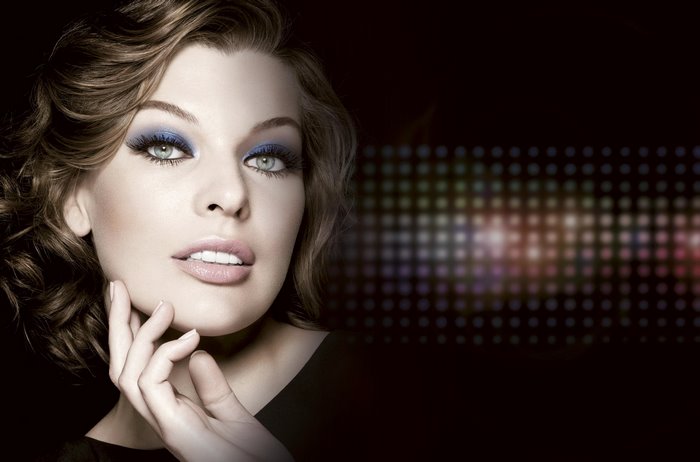 Milla Jovovich with Blue Eyeshadow and Soft Lighting