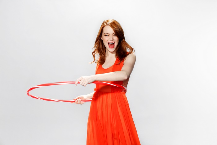 Emma Stone with a hula hoop