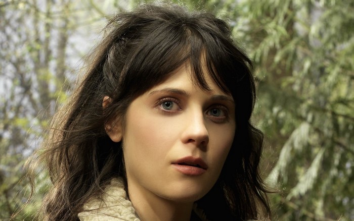 Zooey Deschanel in a forest