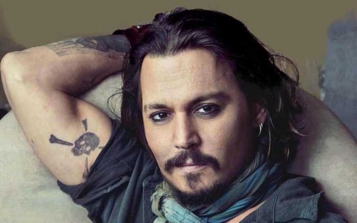 Johnny Depp with Skull Tattoo