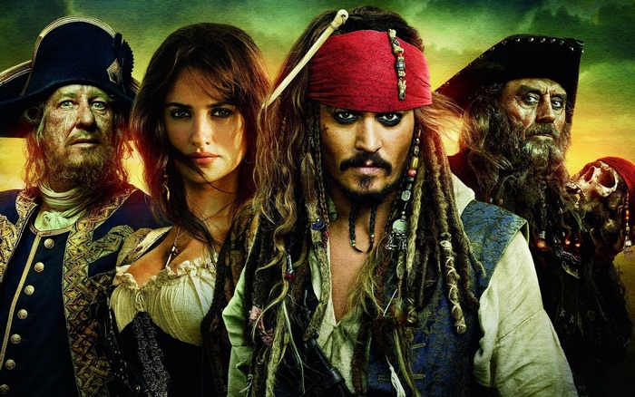 Captain Jack Sparrow and other pirates from Pirates of the Caribbean