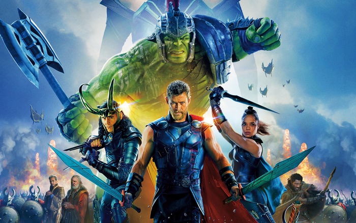 Thor: Ragnarok - Thor, Loki, Hulk, and Valkyrie