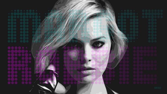 Margot Robbie portrait with text