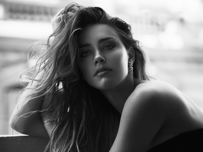 Black and White Portrait of Amber Heard