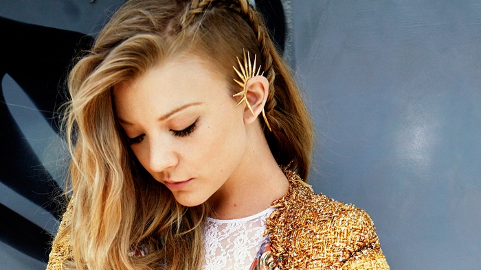 Natalie Dormer with braided hair and ear cuff