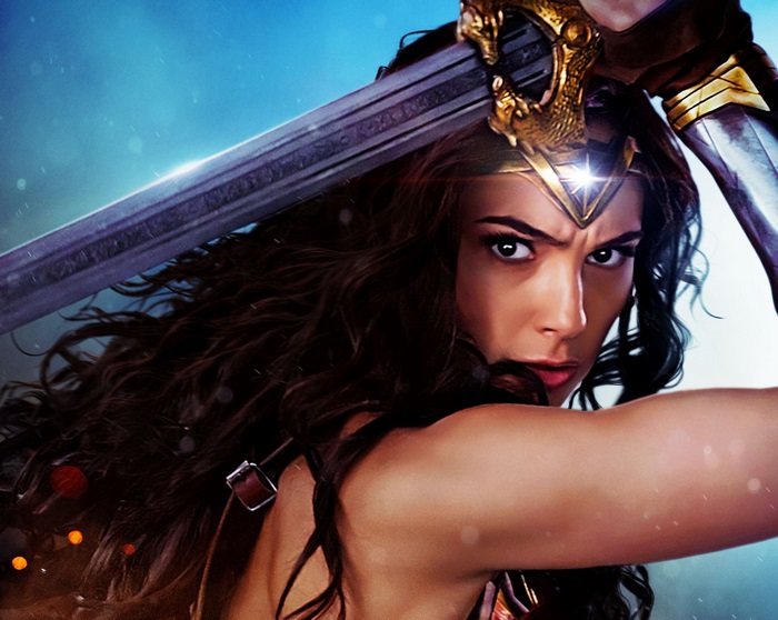 Gal Gadot as Wonder Woman with sword