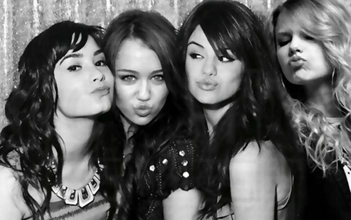 Demi Lovato, Miley Cyrus, Selena Gomez, and Taylor Swift