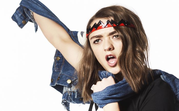 Maisie Williams wearing a red headband