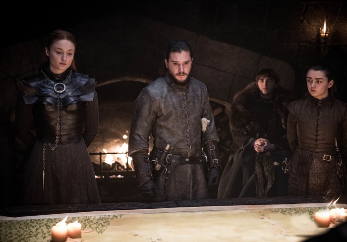 Sansa, Jon, Bran, and Arya from Game of Thrones