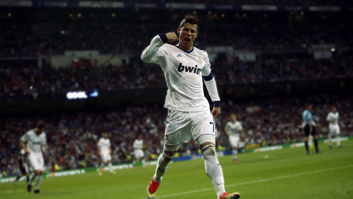 Cristiano Ronaldo celebrating a goal for Real Madrid