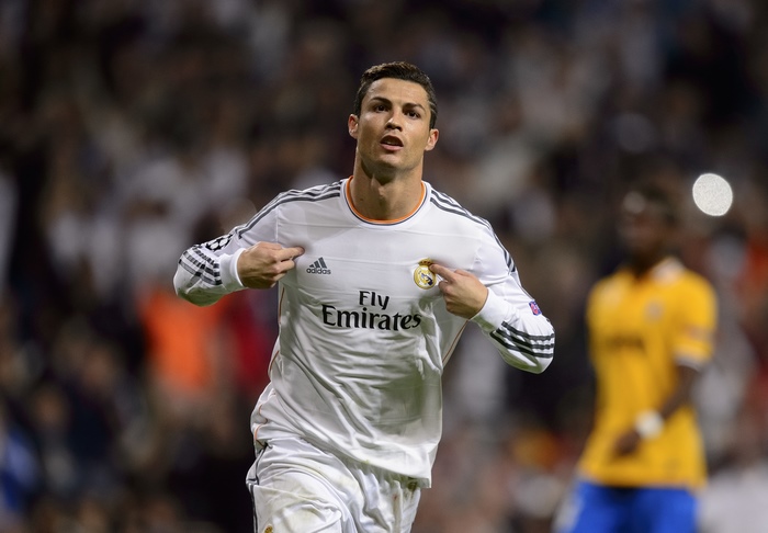 Cristiano Ronaldo Celebrating Goal in Real Madrid Kit